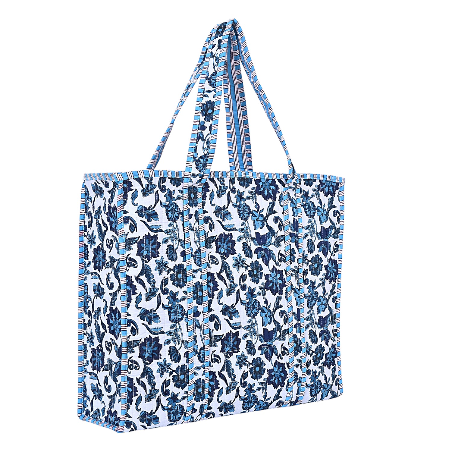 Handmade Floral Quilted Tote Bag – Spacious &amp; Stylish