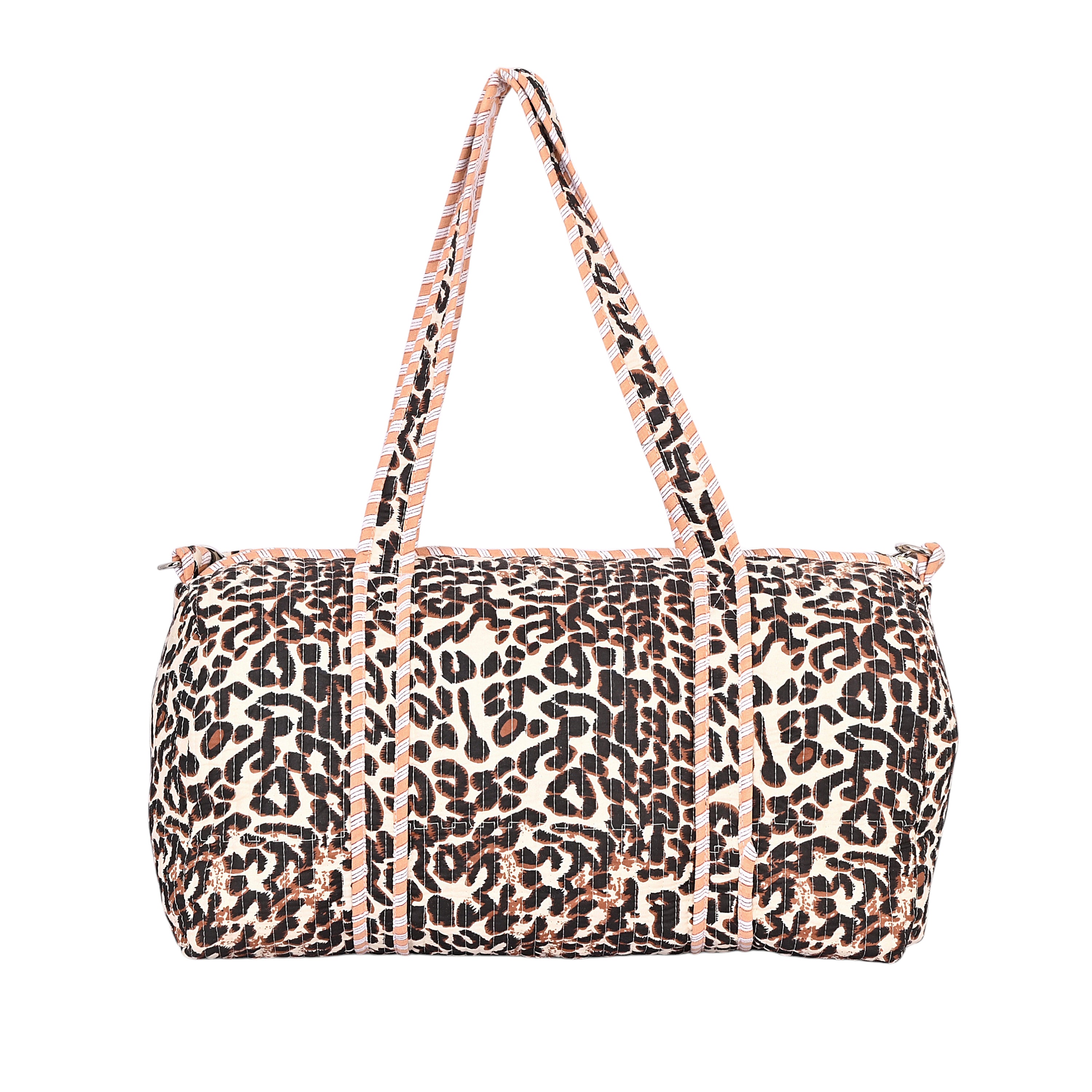 Leopard Print Cotton Weekender Bag 