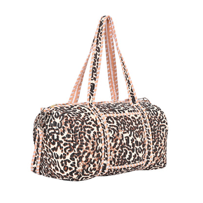 Leopard Print Cotton Weekender Bag 