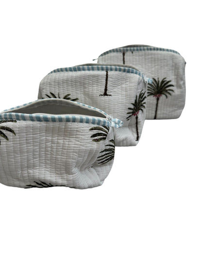 Palm Tree Block Print Three Piece Travel Set