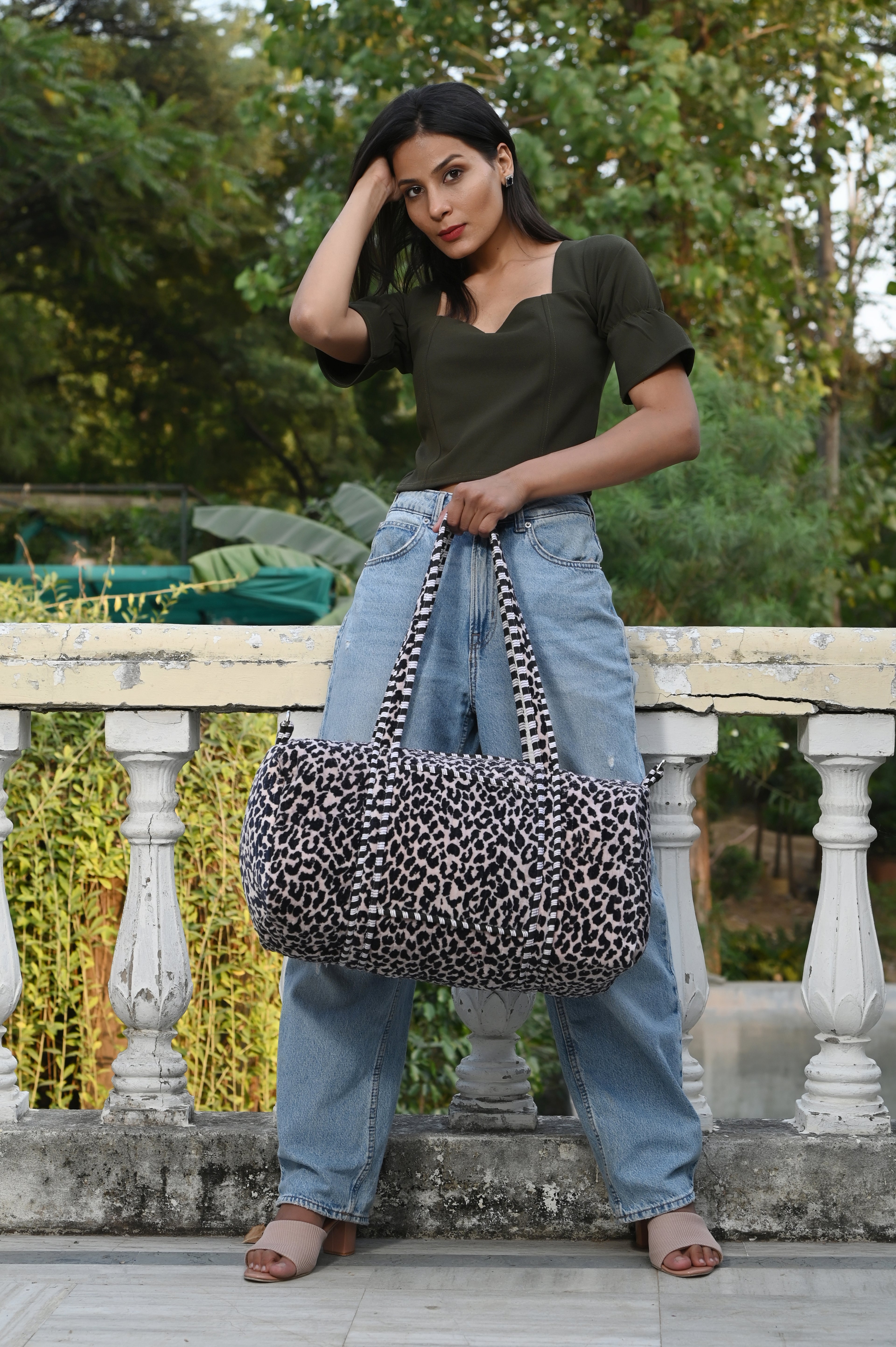 The Leopard Velvet Weekender