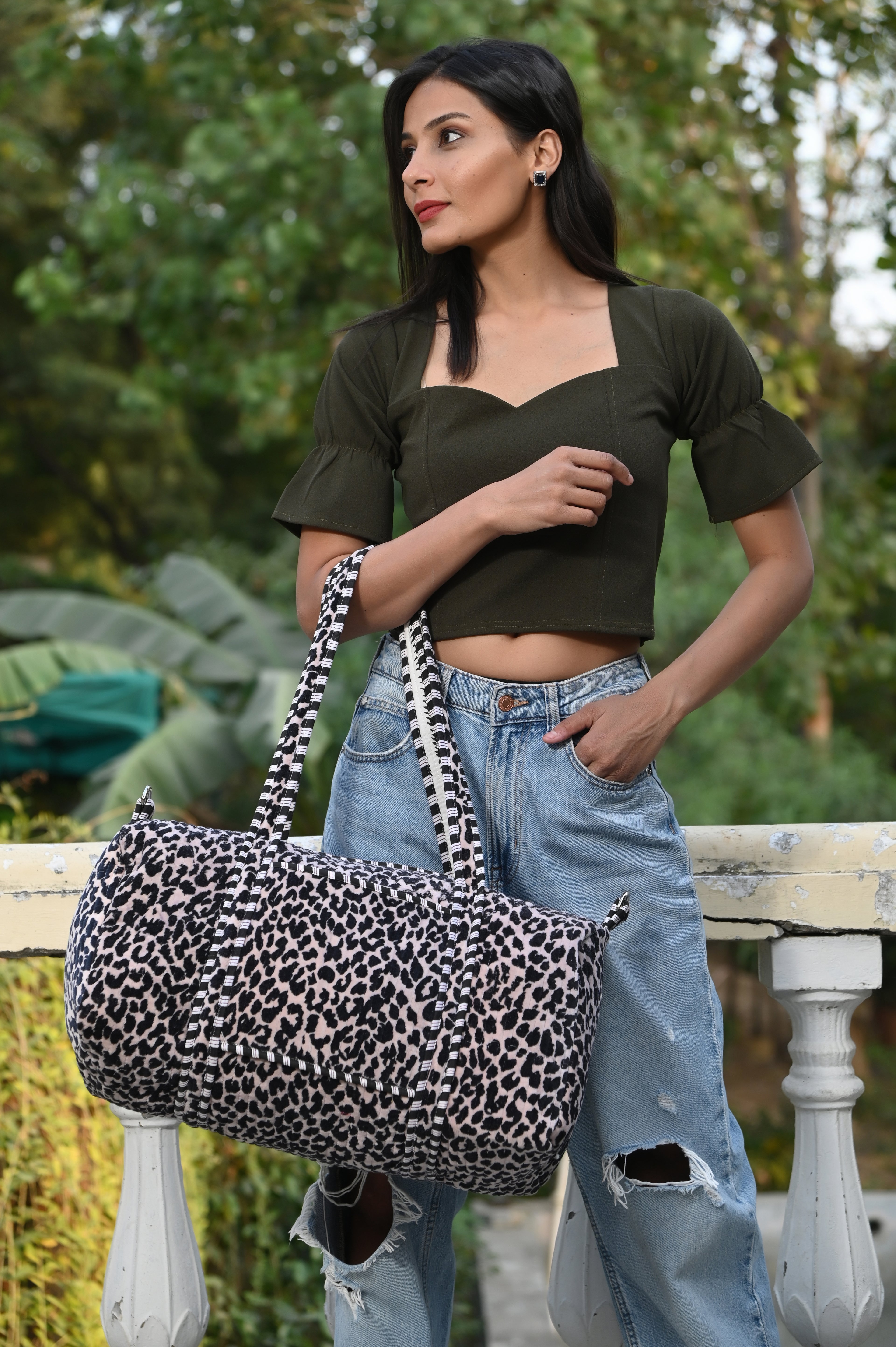 The Leopard Velvet Weekender